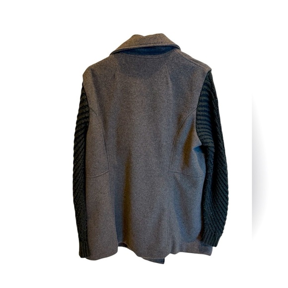 Jessica London Women's Gray Coat Wool with Ribbed Knit Sleeve Size 14 - Picture 2 of 3